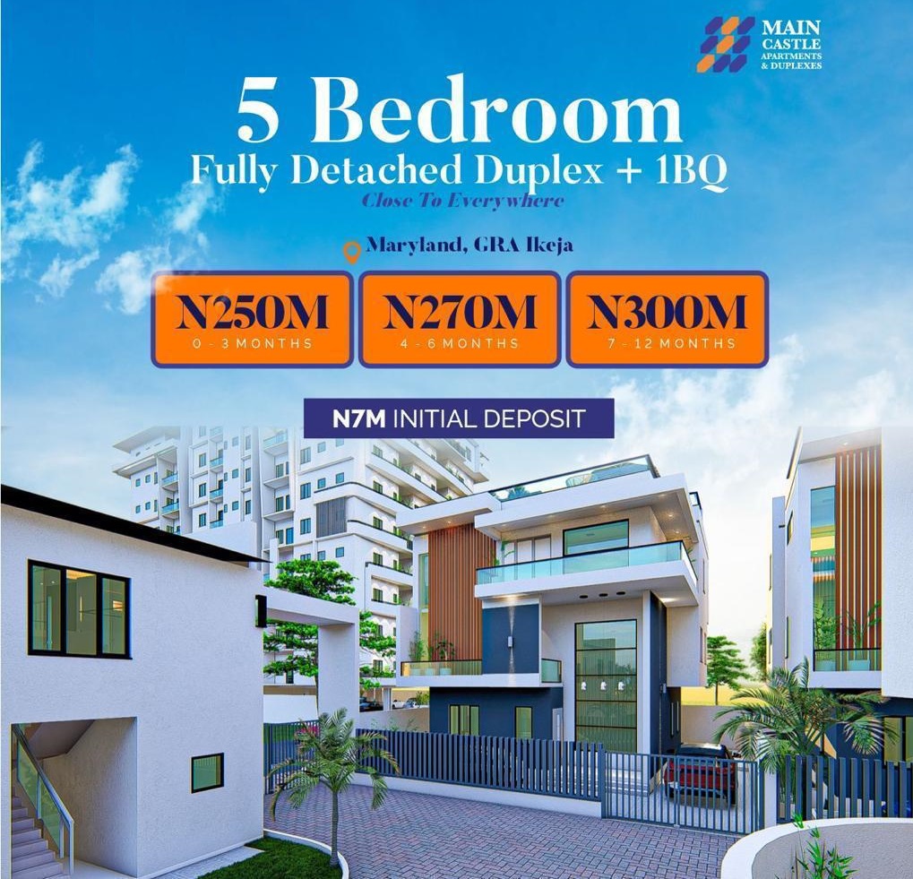 5 Bedroom Fully Detached Duplex in Maryland GRA, Ikeja + BQ @ Main Castle Apartment and Duplexes. List of Terrace, Semi detached & Detached duplex in Maryland, Lagos.